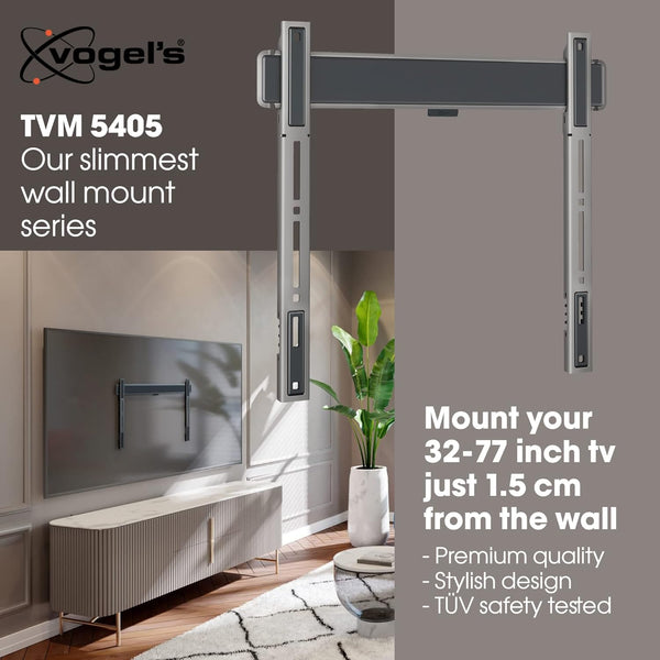 Vogel's TVM 5405 Extremely Flat TV Wall Bracket for 32-77 inch TVs, Max. 165 lbs, TV Bracket max. VESA 400x400, Universally Compatible, Distance to The Wall only 0.59 inch