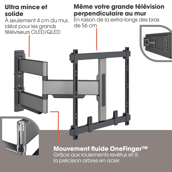 Vogel's TVM 5445 Full-Motion Ultra-Thin TV Wall Mount Bracket for 32-65 Inch TVs, Holds Up To Max. 35 KG, Swivels Up To 180°, Bracket Max. VESA 400x400, Universally Compatible
