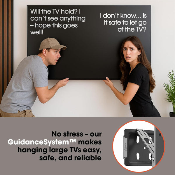 Vogel's TVM 5705 – Ultra-slim TV wall mount with GuidanceSystem™ for safe and easy hanging of large TVs, 40–110 inch, max. 100 kg, TÜV certified, VESA 600x400, wall distance 1.3 cm