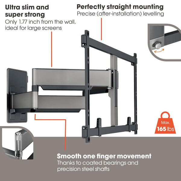Vogel's TVM 5855 Full-Motion Ultra Strong TV Wall Mount Bracket For Large And Heavy TVs From 55 65 75 77 85 Up To 100 Inch and Hold TV's Up To 75 KG, Swivels Up To 180°