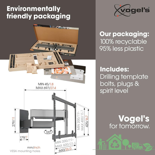 Vogel's TVM 5855 Full-Motion Ultra Strong TV Wall Mount Bracket For Large And Heavy TVs From 55 65 75 77 85 Up To 100 Inch and Hold TV's Up To 75 KG, Swivels Up To 180°