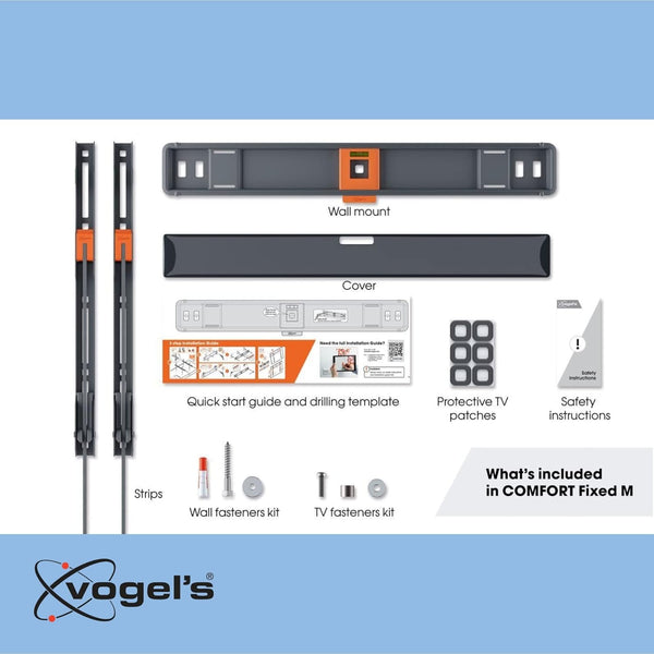 Vogel's TVM 3405 Fixed Flat TV Wall Mount Bracket for 32-77 Inch TVs, Holds Maximum 50 kg TVs, Maximum VESA 400 x 400, Universal Compatibility, Distance From The Wall Only 2.2 CM