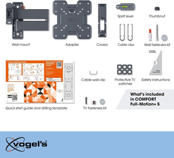 Vogel's TVM 3445 Swivel TV Wall Mount Bracket for 32-65 Inch TVs , Holds Up To Max. 25 kg TVs, Swivels Up To 180° Full Motion TV Mount Bracket Max. VESA 400x400 Universal Compatibility