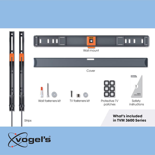 Vogel's TVM 3605 Fixed Flat TV Wall Mount Bracket for 40-100 Inch TVs, Holds Maximum 75 kg TVs, Maximum VESA 600 x 400, Universal Compatibility, Distance from The Wall Only 2.2 cm