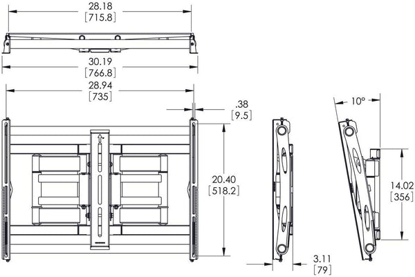 Vogel's PFW 6851 TV wall mount for 107-190 cm (42-75 inch) television, swivel and tilting, max. 80 kg, Vesa max. 820 x 650, black