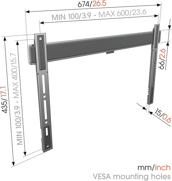 Vogel's TVM 5605 Extremely Flat Fixed TV Wall Mount Bracket for 40-100 inch TVs, Holds Max. 100 kg TVs, Bracket Max. VESA 600x400, Universally compatible Distance to the wall only 1.5 cm