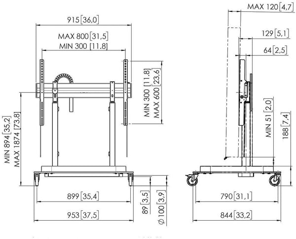 RISE 5205 Motorized Display Lift Trolley