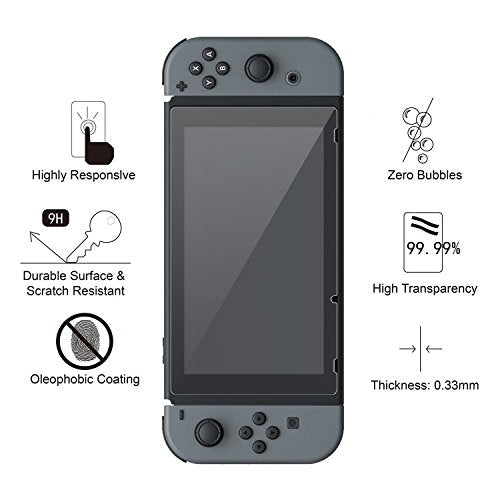 amFilm Nintendo Switch Tempered Glass Screen Protector for Nintendo Switch 2017 (2-Pack)