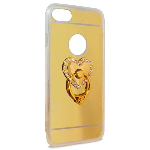 iOrigin iPhone 7 & 7 Plus Gold Mirror Case with Ring Stand/Holder - Heart