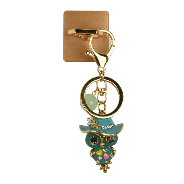 iOrigin Ring Grip and Kick Stand + Rhinestones Studded Owl with Hat Key Chain for Mobile Phones & Tablets