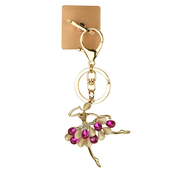 iOrigin Ring Grip/ Kick Stand + Ballerina with Acrylic Diamonds and Faux Pearls Key Chain Charm for Mobile Phones & Tablets