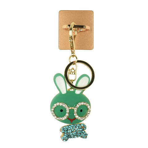 iOrigin Ring Grip/ Kick Stand + Bunny with Glasses Key Chain for Mobile Phones & Tablets