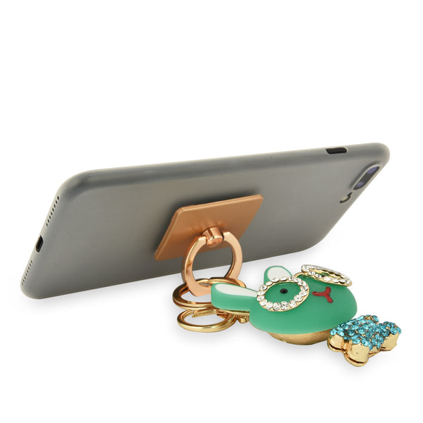 iOrigin Ring Grip/ Kick Stand + Bunny with Glasses Key Chain for Mobile Phones & Tablets