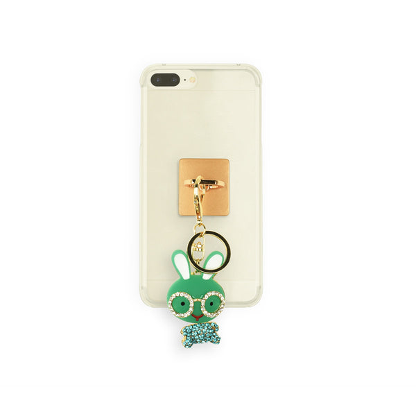 iOrigin Ring Grip/ Kick Stand + Bunny with Glasses Key Chain for Mobile Phones & Tablets