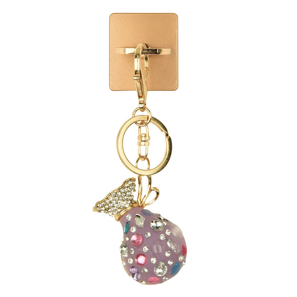 iOrigin Ring Grip and Kick Stand + Jar with Acrylic Diamonds and Rhinestones Key Chain for Mobile Phones & Tablets