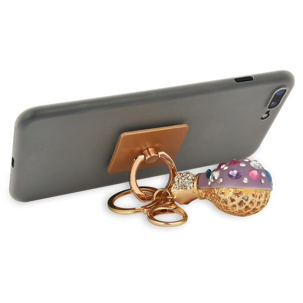 iOrigin Ring Grip and Kick Stand + Jar with Acrylic Diamonds and Rhinestones Key Chain for Mobile Phones & Tablets
