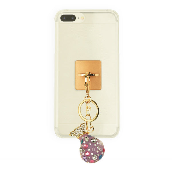 iOrigin Ring Grip and Kick Stand + Jar with Acrylic Diamonds and Rhinestones Key Chain for Mobile Phones & Tablets