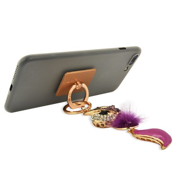 iOrigin Ring Grip/ Kick Stand + Acrylic Diamond Studded Fox Key Chain for Mobile Phones & Tablets