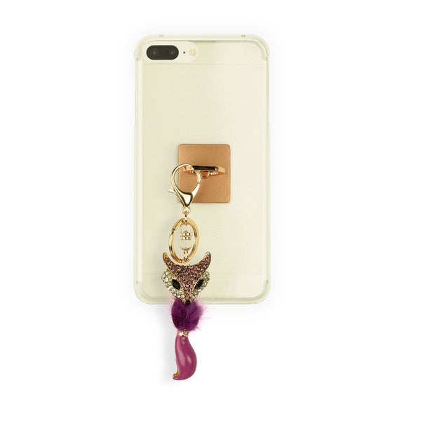 iOrigin Ring Grip/ Kick Stand + Acrylic Diamond Studded Fox Key Chain for Mobile Phones & Tablets