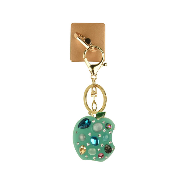iOrigin Ring Grip and Kick Stand +Apple with Acrylic Rhinestones and Diamonds Key Chain Charm for Mobile Phones & Tablets