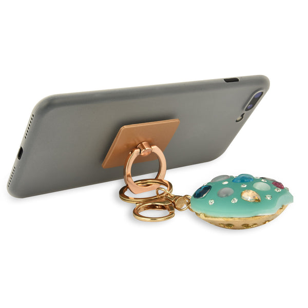 iOrigin Ring Grip and Kick Stand +Apple with Acrylic Rhinestones and Diamonds Key Chain Charm for Mobile Phones & Tablets