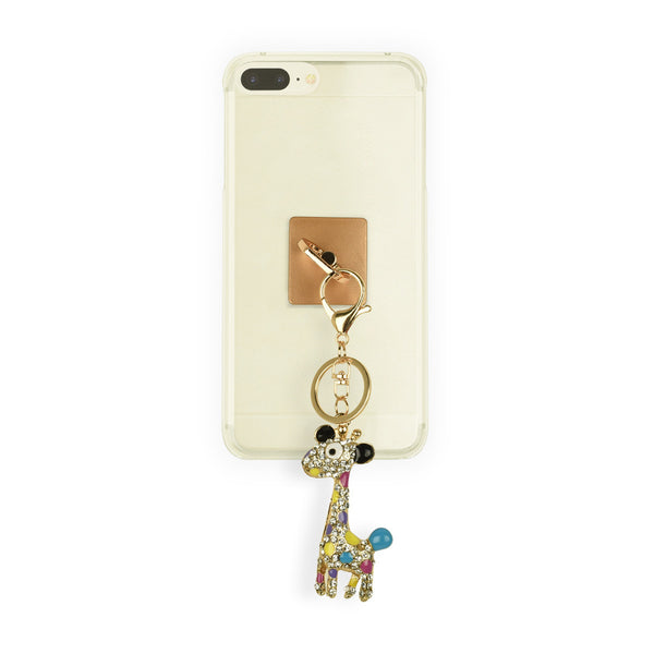 iOrigin Ring Grip/ Kick Stand + Acrylic Diamond Studded Giraffe Key Chain Charm for Mobile Phones & Tablets