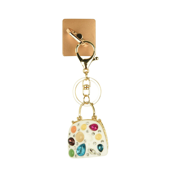 iOrigin Ring Grip and Kick Stand Bag with Acrylic Rhinestones and Diamonds Key Chain Charm for Mobile Phones & Tablets