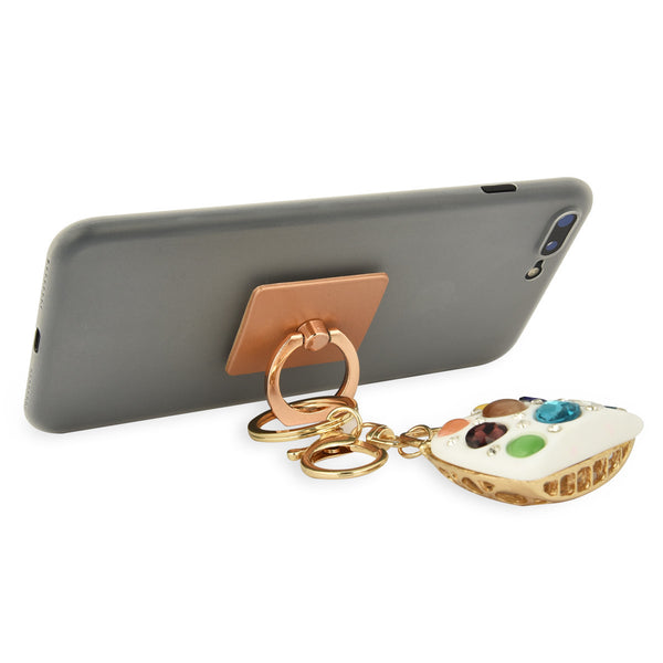iOrigin Ring Grip and Kick Stand Bag with Acrylic Rhinestones and Diamonds Key Chain Charm for Mobile Phones & Tablets