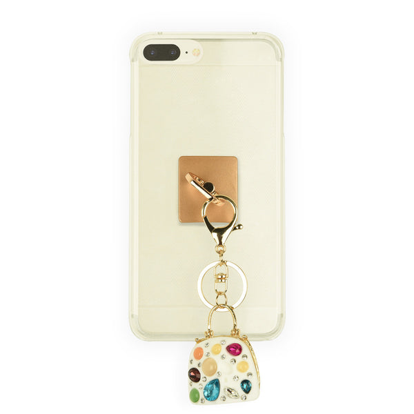 iOrigin Ring Grip and Kick Stand Bag with Acrylic Rhinestones and Diamonds Key Chain Charm for Mobile Phones & Tablets