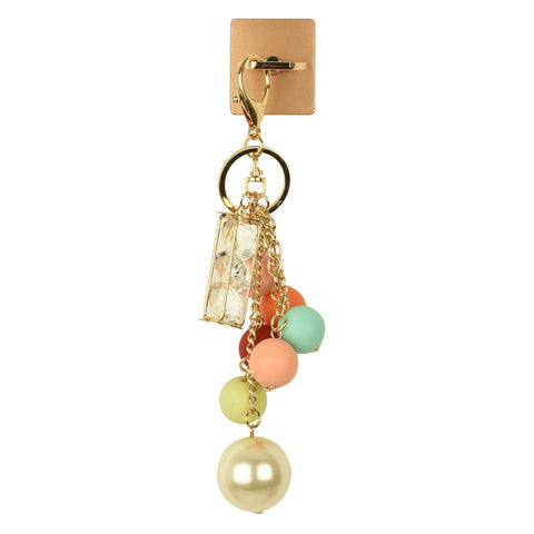 iOrigin Ring Grip and Kick Stand + Multi-Colored Beads with Crystals Key Chain for Mobile Phones & Tablets