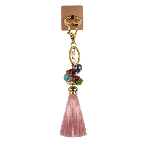 iOrigin Ring Grip and Kick Stand + Multi-Colored Rhinestones & Tassel Key Chain for Mobile Phones & Tablets