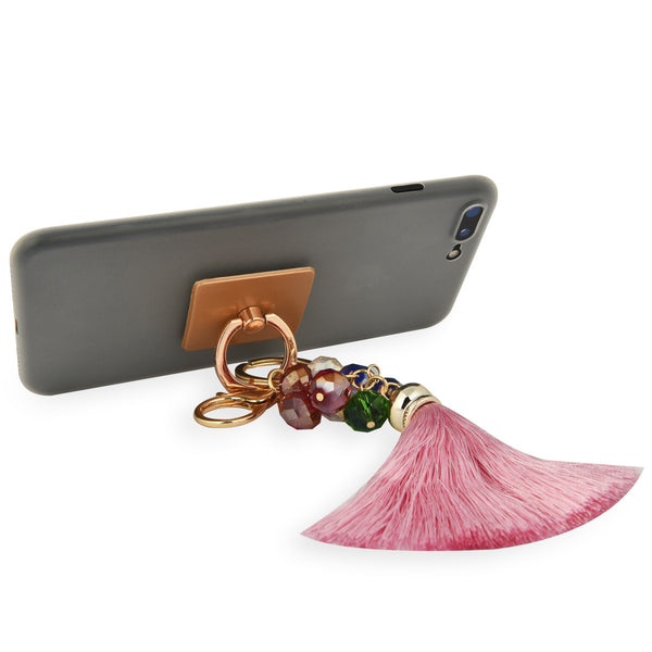 iOrigin Ring Grip and Kick Stand + Multi-Colored Rhinestones & Tassel Key Chain for Mobile Phones & Tablets