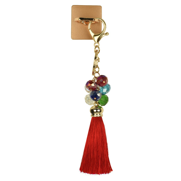 iOrigin Ring Grip and Kick Stand + Multi-Colored Rhinestones & Tassel Key Chain for Mobile Phones & Tablets
