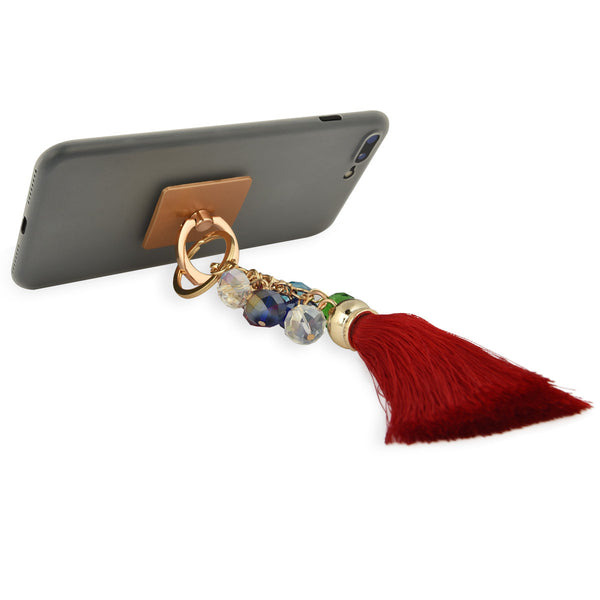 iOrigin Ring Grip and Kick Stand + Multi-Colored Rhinestones & Tassel Key Chain for Mobile Phones & Tablets