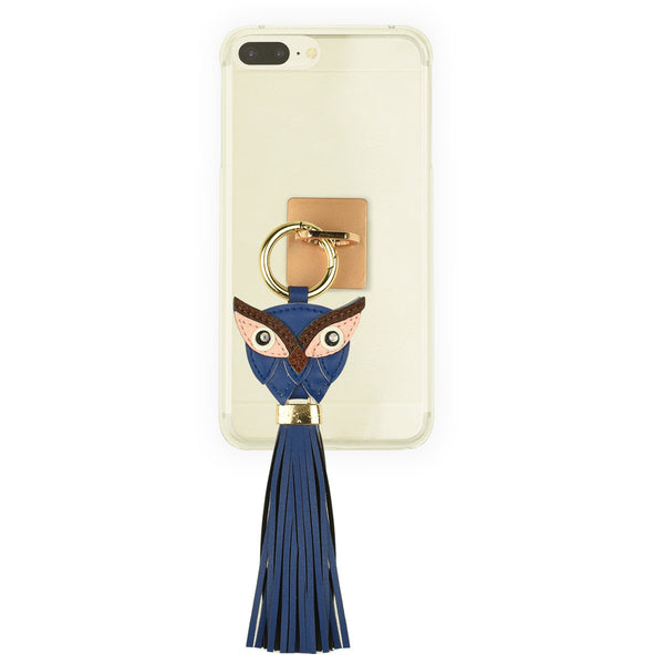 iOrigin Ring Grip/ Kick Stand + Faux Leather Owl with Tassel Keychain for Mobile Phones & Tablets