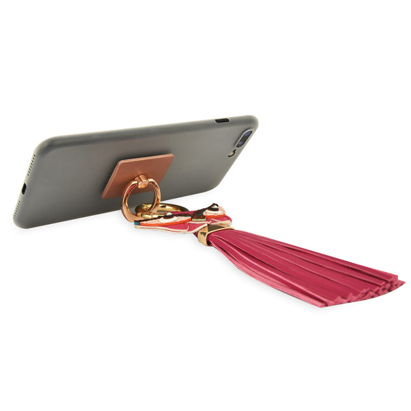 iOrigin Ring Grip/ Kick Stand + Faux Leather Owl with Tassel Keychain for Mobile Phones & Tablets