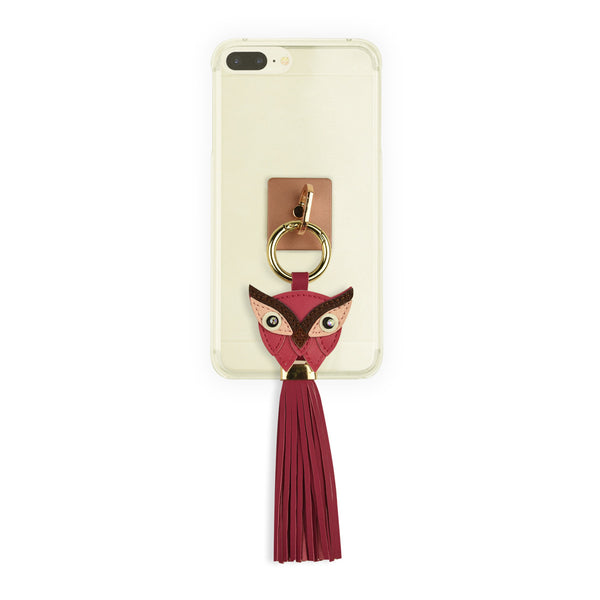 iOrigin Ring Grip/ Kick Stand + Faux Leather Owl with Tassel Keychain for Mobile Phones & Tablets