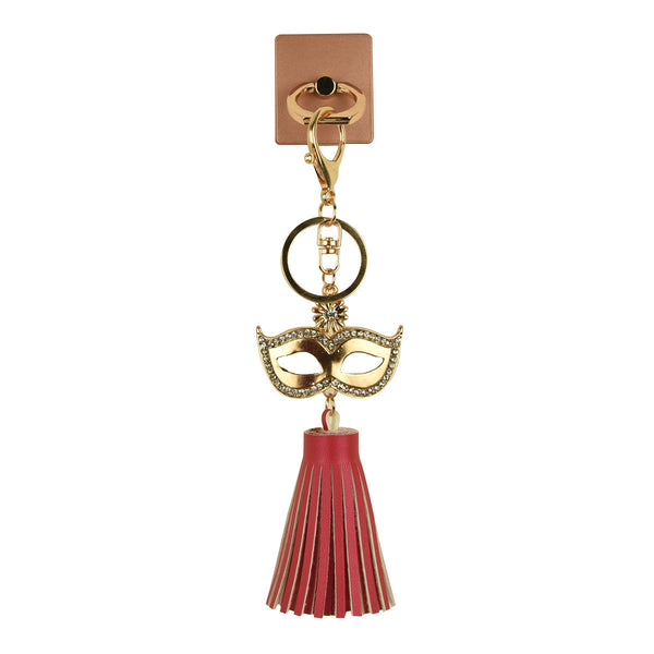 iOrigin Ring Grip and Kick Stand + Masquerade Mask with Faux Leather Tassel Key Chain for Mobile Phones & Tablets