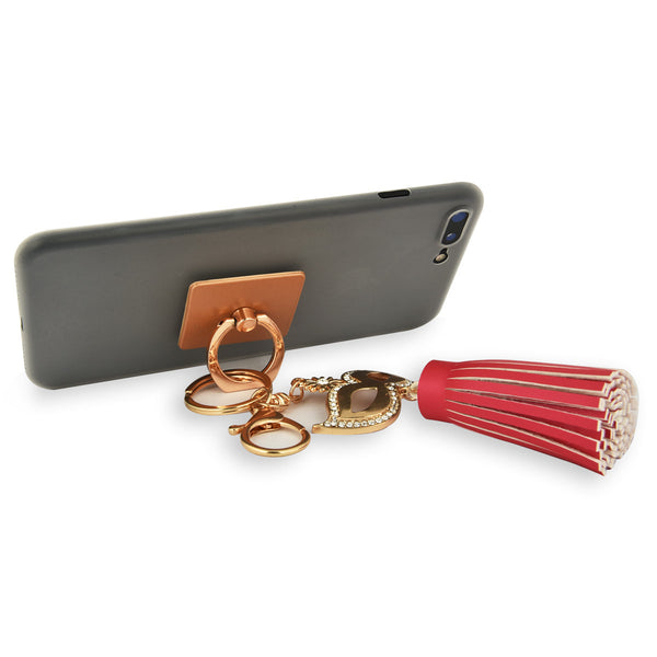 iOrigin Ring Grip and Kick Stand + Masquerade Mask with Faux Leather Tassel Key Chain for Mobile Phones & Tablets