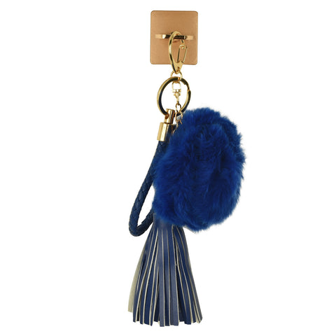 iOrigin Ring Grip/ Kick Stand + Furry Ball with Faux Leather Bracelet Key Chain for Mobile Phones & Tablets