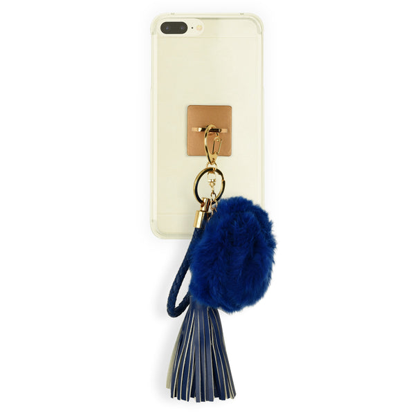 iOrigin Ring Grip/ Kick Stand + Furry Ball with Faux Leather Bracelet Key Chain for Mobile Phones & Tablets