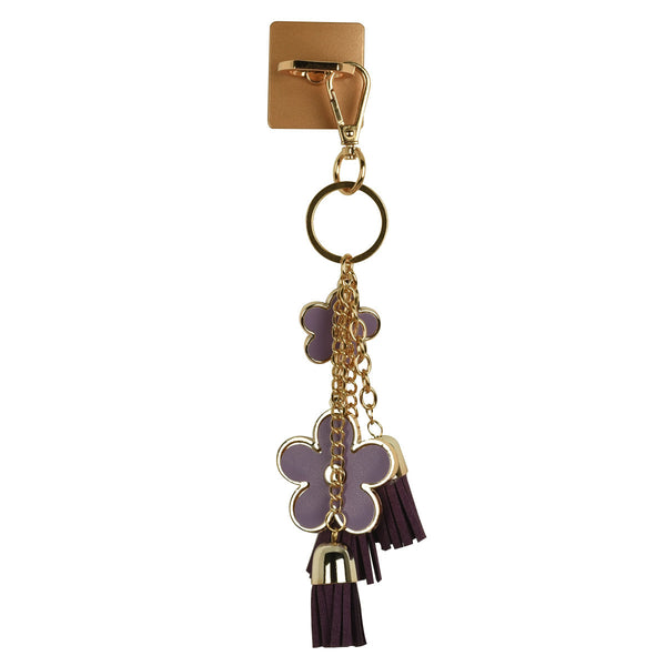 iOrigin Ring Grip/ Kick Stand + Flowers with Faux Leather Tassels Keychain for Mobile Phones & Tablets