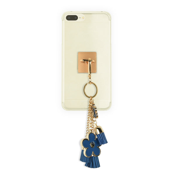 iOrigin Ring Grip/ Kick Stand + Flowers with Faux Leather Tassels Keychain for Mobile Phones & Tablets
