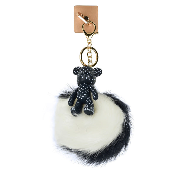 iOrigin Ring Grip and Kick Stand + Two-Toned Furry Ball Key Chain with Bear for Mobile Phones & Tablets