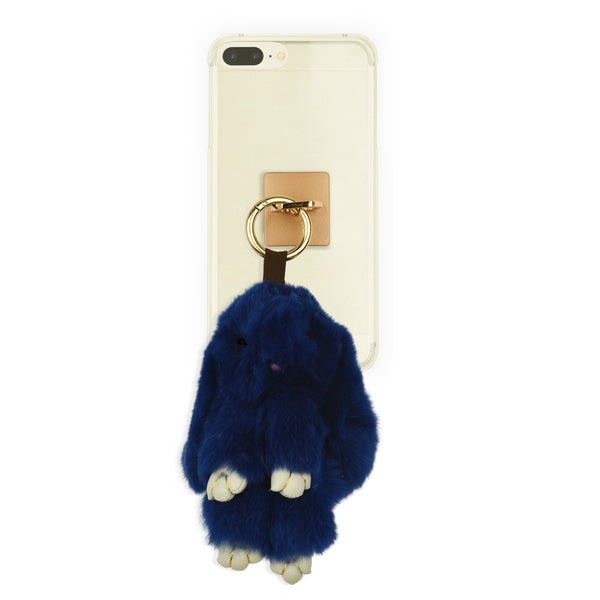 iOrigin Ring Grip/ Kick Stand + Furry Plush Bunny Toy Key Chain for Mobile Phones & Tablets