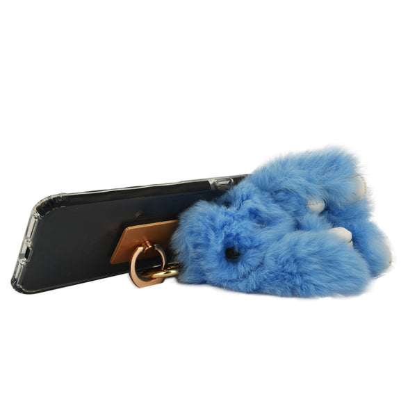 iOrigin Ring Grip/ Kick Stand + Furry Plush Bunny Toy Key Chain for Mobile Phones & Tablets