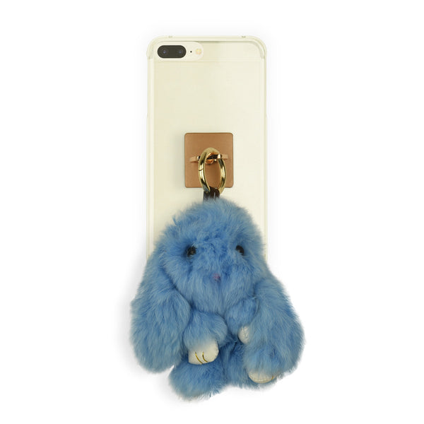iOrigin Ring Grip/ Kick Stand + Furry Plush Bunny Toy Key Chain for Mobile Phones & Tablets
