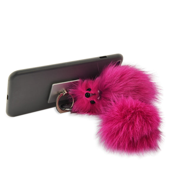 iOrigin Ring Grip/ Kick Stand + Furry Plush Fox Toy Key Chain for Mobile Phones & Tablets