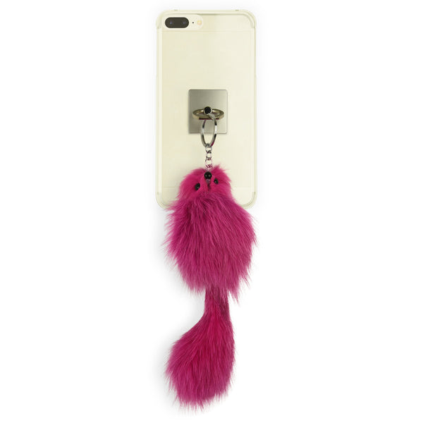 iOrigin Ring Grip/ Kick Stand + Furry Plush Fox Toy Key Chain for Mobile Phones & Tablets