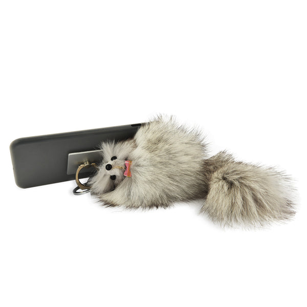iOrigin Ring Grip/ Kick Stand + Furry Plush Fox Toy Key Chain for Mobile Phones & Tablets
